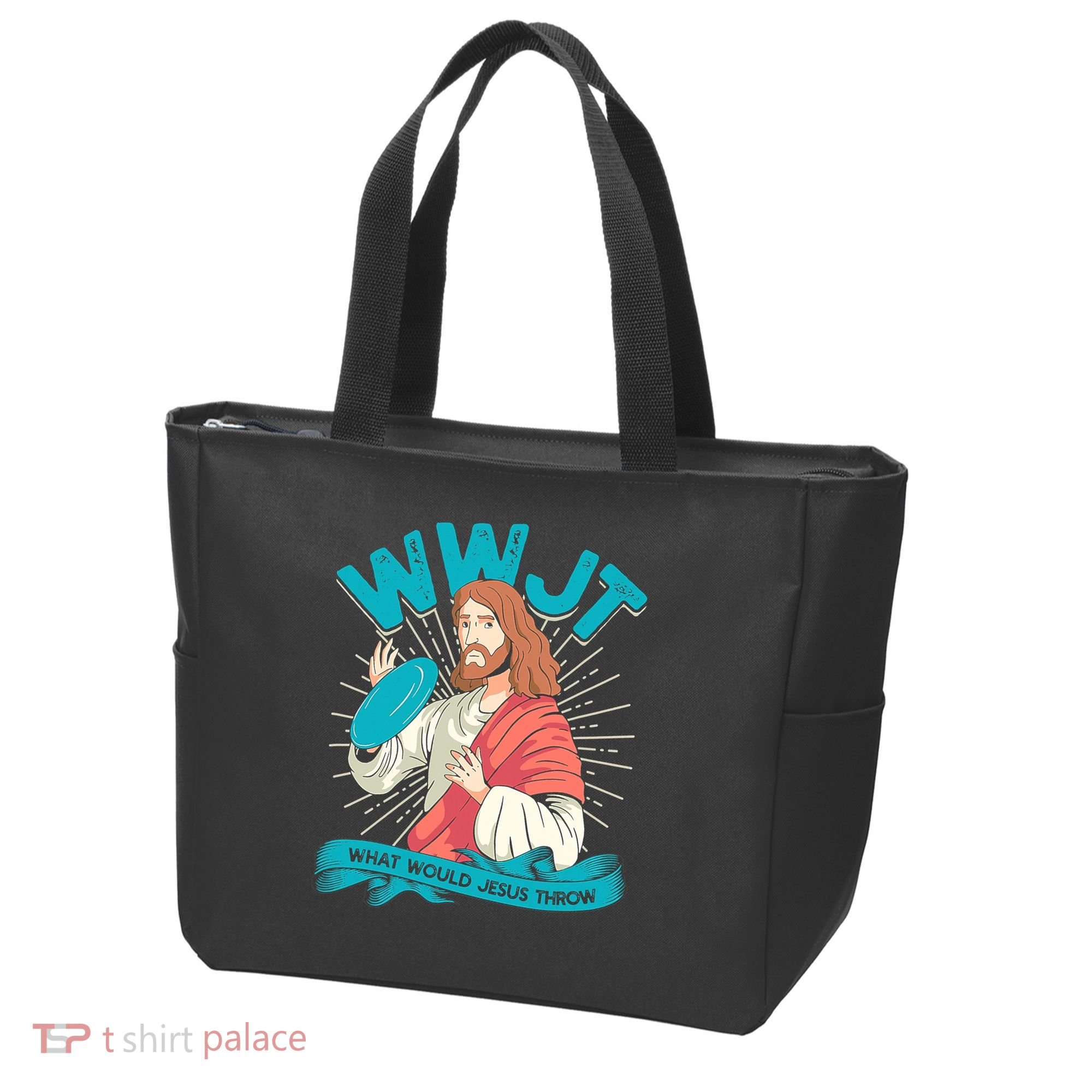 Funny WWJT What Would Jesus Throw Frisbee Disc Golf Sport Tote Bag