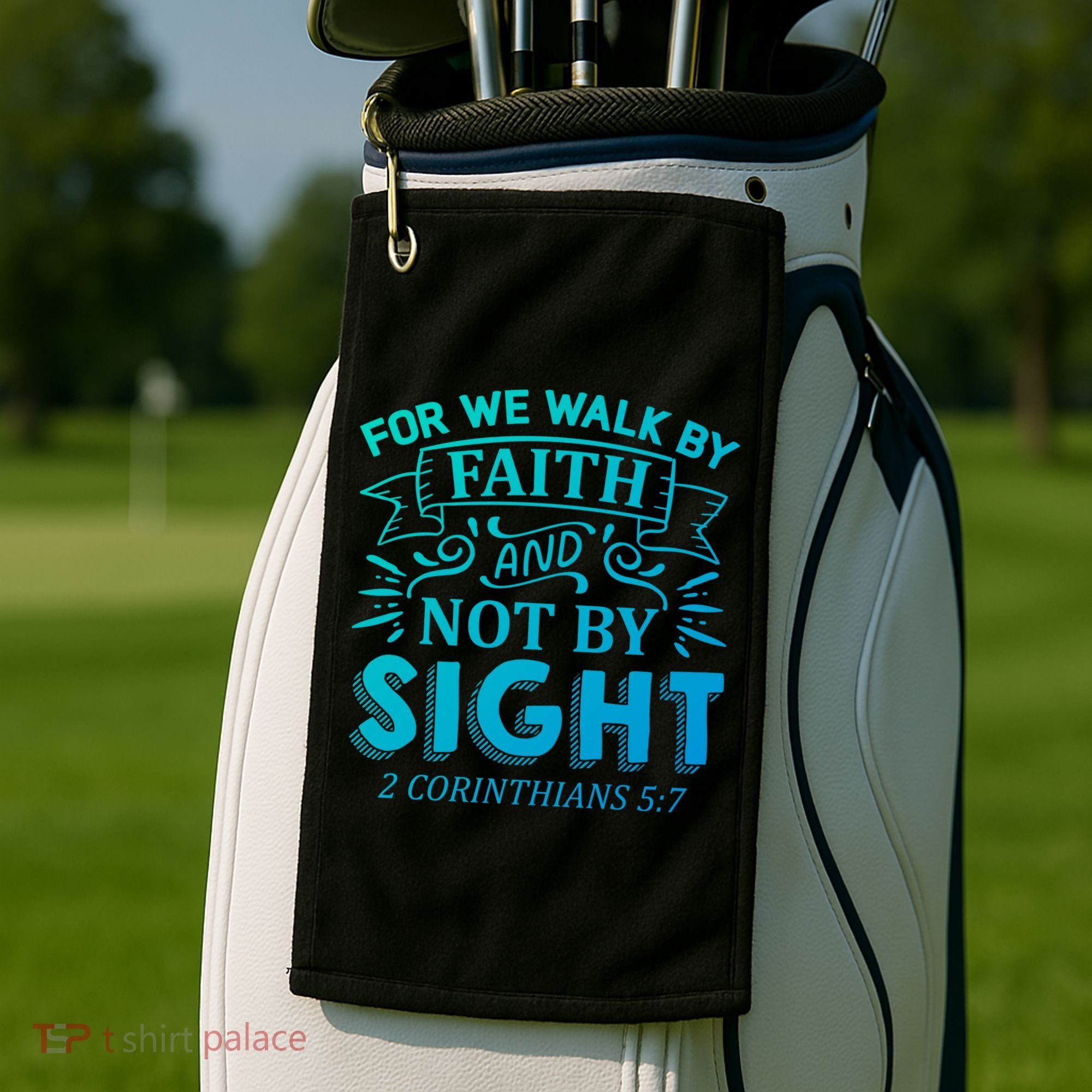 For We Walk By Faith And Not By Sight 2 Corinthians 5:7 Gift Golf Towel