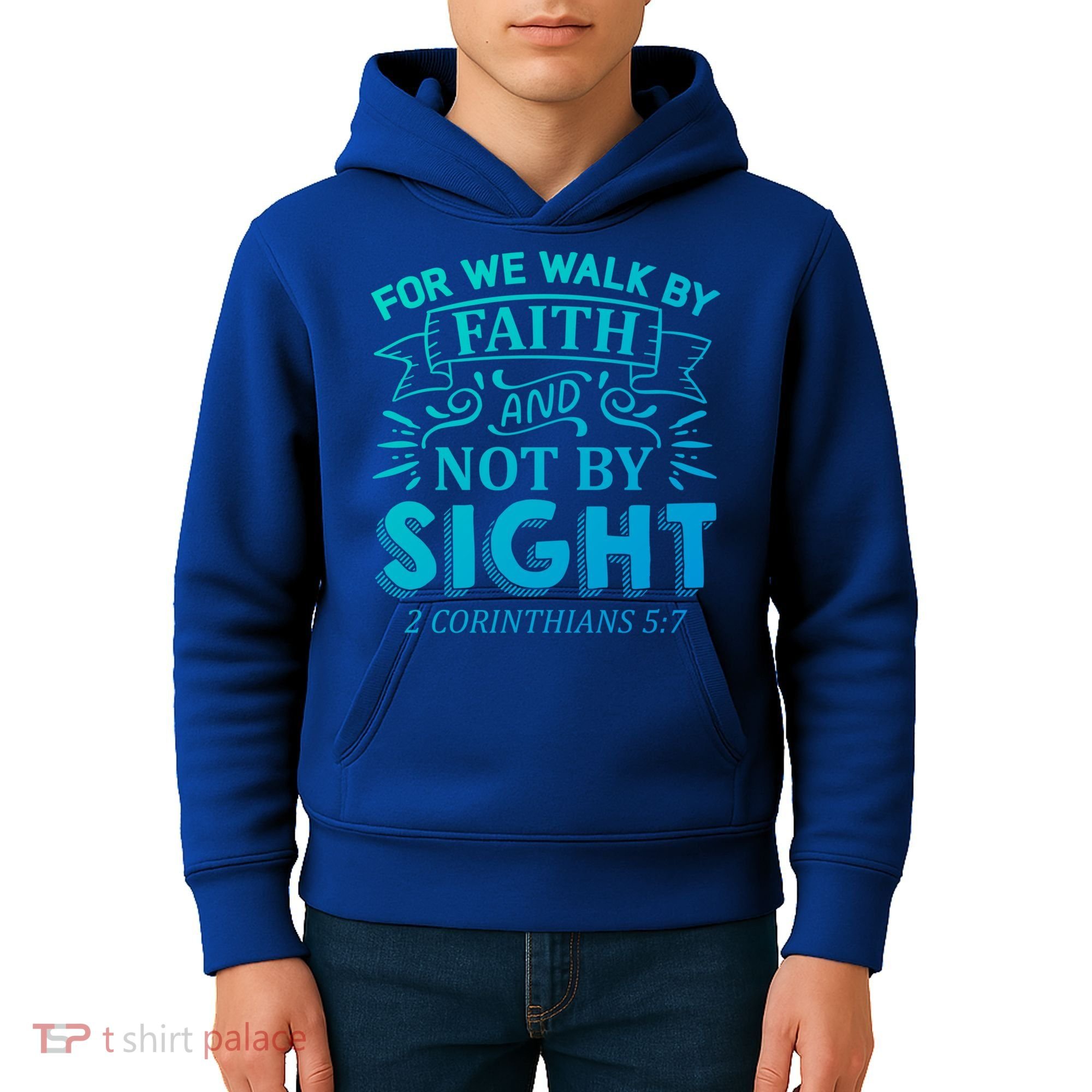 For We Walk By Faith And Not By Sight 2 Corinthians 5:7 Gift Kids Hoodie