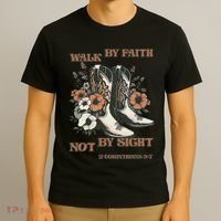 Faith We Walk By Faith Not By Sight Christian T-Shirt thumb 3
