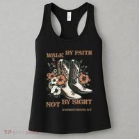Faith We Walk By Faith Not By Sight Christian Women's Tank Top thumb 3