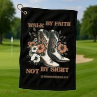 Faith We Walk By Faith Not By Sight Christian Golf Towel thumb 1