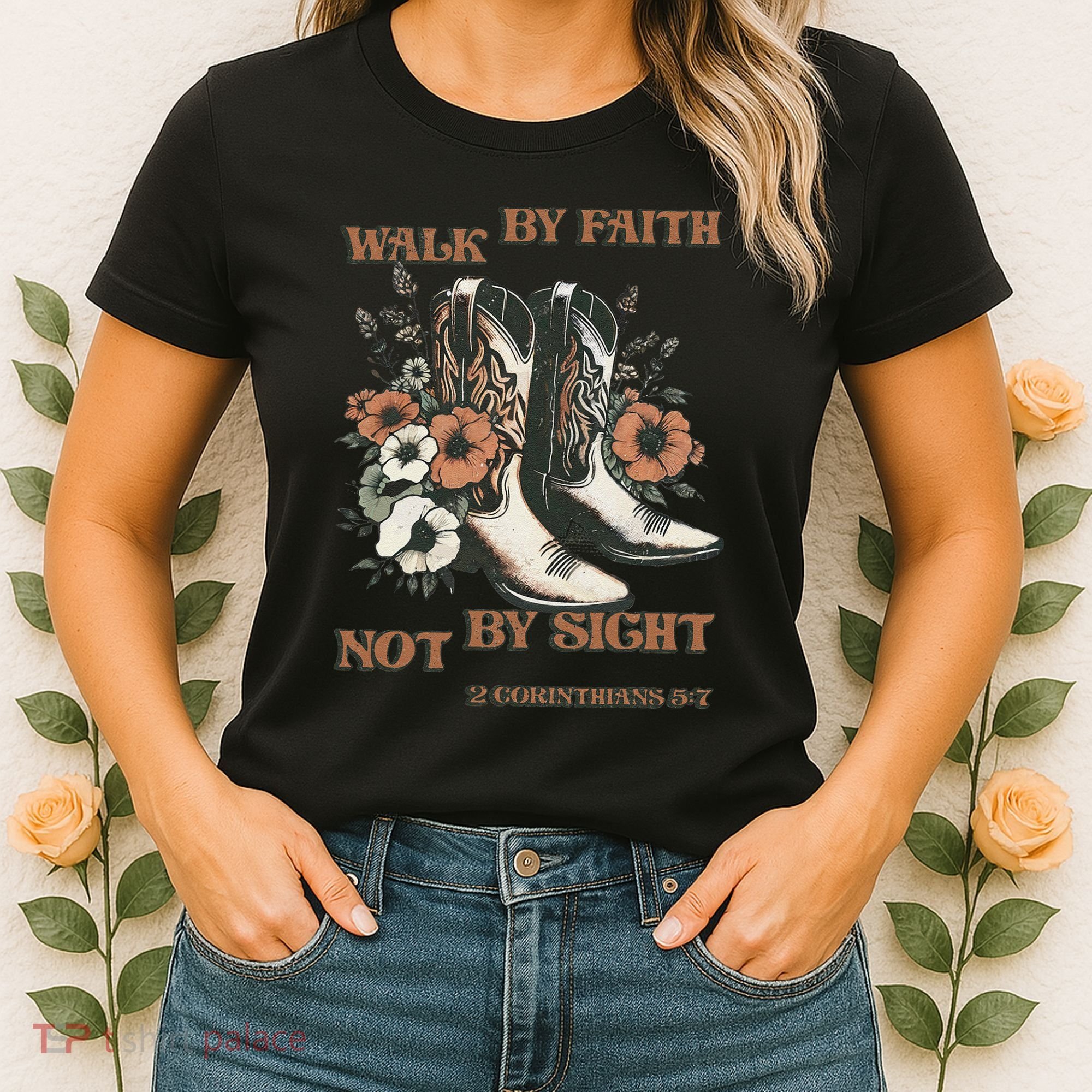 Faith We Walk By Faith Not By Sight Christian Women's T-Shirt