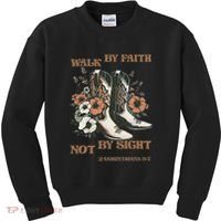 Faith We Walk By Faith Not By Sight Christian Kids Sweatshirt thumb 0