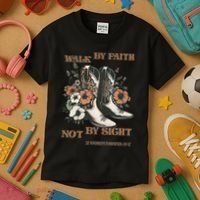 Faith We Walk By Faith Not By Sight Christian Kids T-Shirt thumb 3