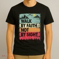 Faith We Walk By Faith Not By Sight Christian T-Shirt thumb 3