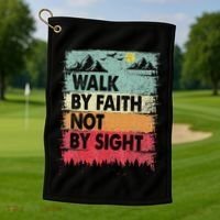 Faith We Walk By Faith Not By Sight Christian Golf Towel thumb 1