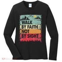 Faith We Walk By Faith Not By Sight Christian Women's Long Sleeve Shirt thumb 0