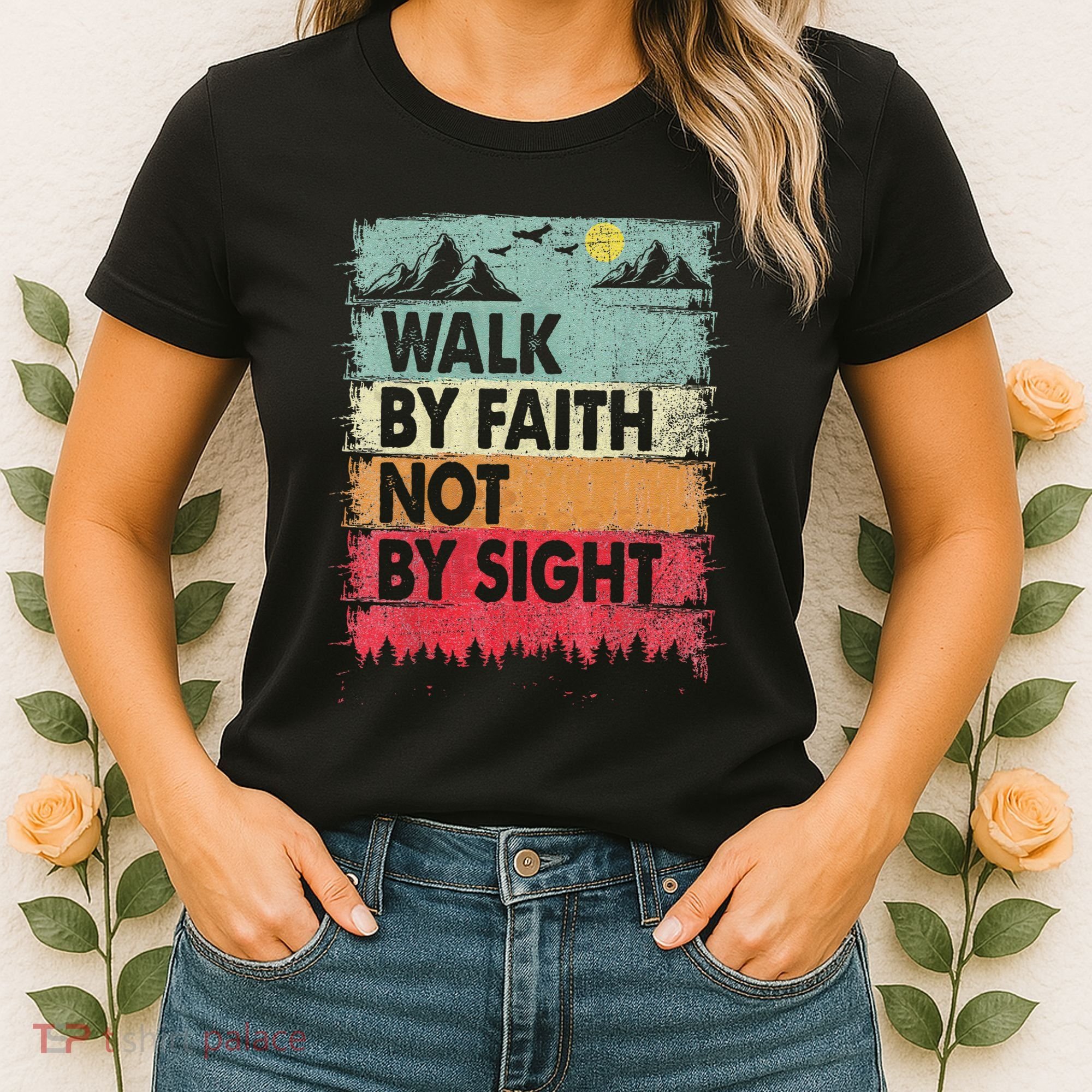 Faith We Walk By Faith Not By Sight Christian Women's T-Shirt