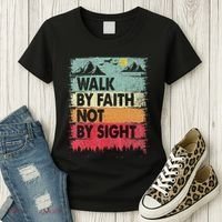 Faith We Walk By Faith Not By Sight Christian Women's T-Shirt thumb 3