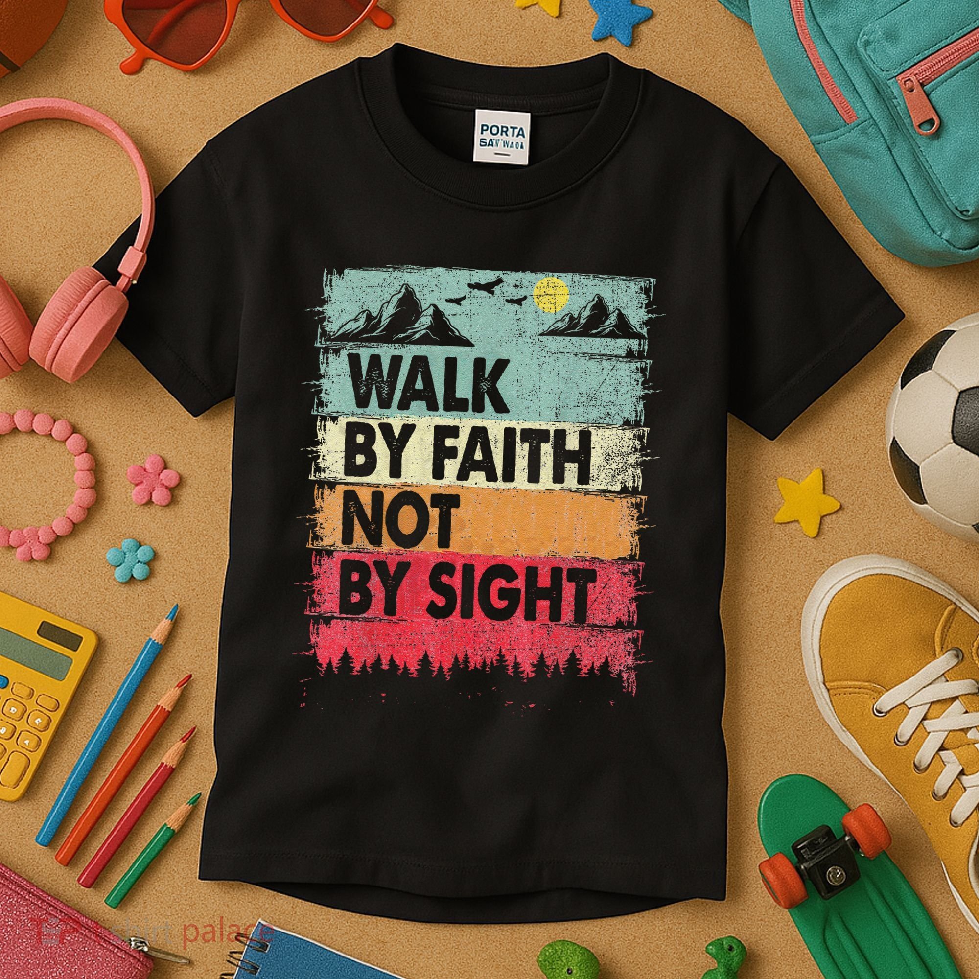 Faith We Walk By Faith Not By Sight Christian Kids T-Shirt