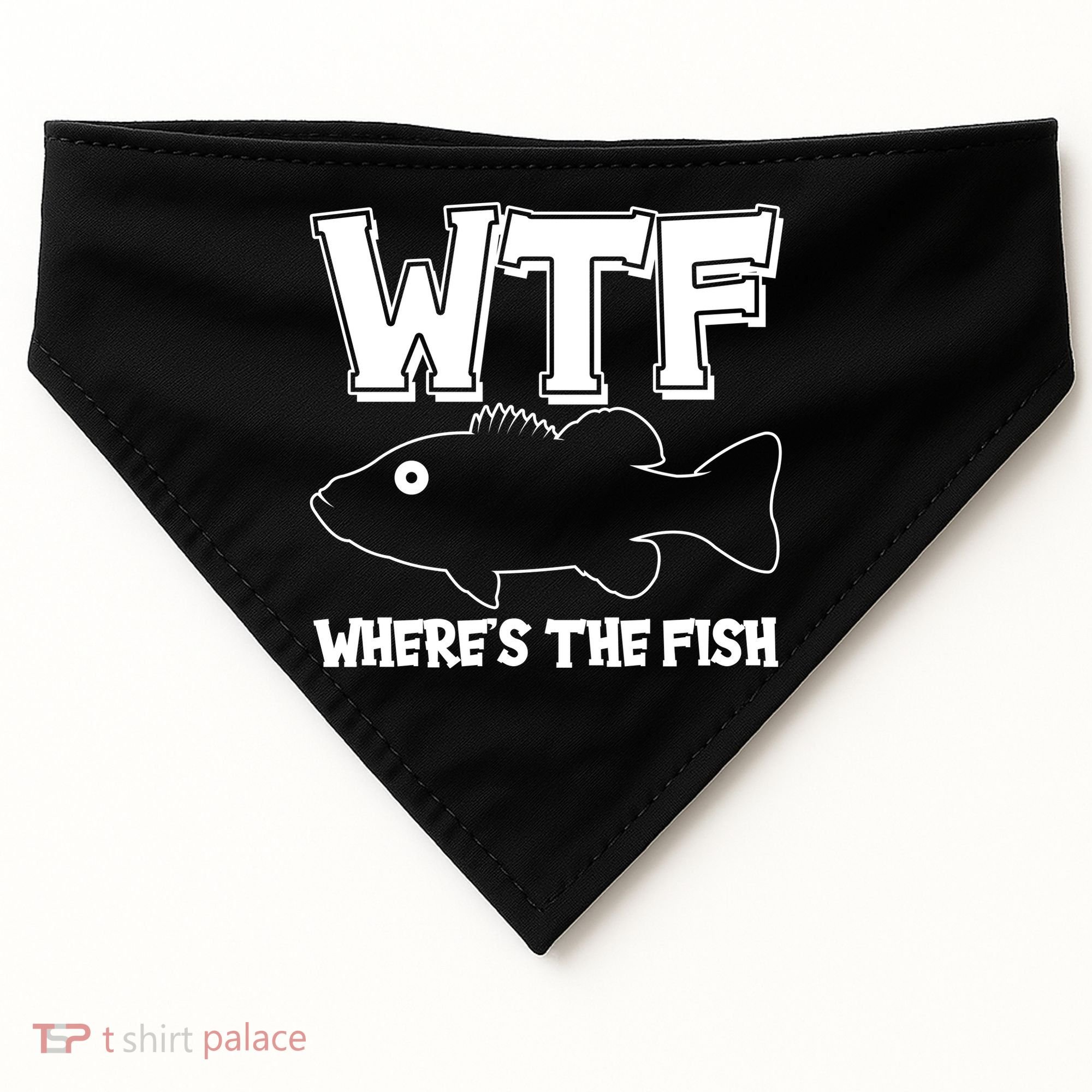 Funny WTF Wheres The Fish USA-Made Doggie Bandana