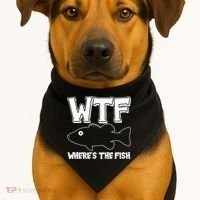 Funny WTF Wheres The Fish USA-Made Doggie Bandana thumb 1