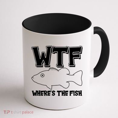 Funny WTF Wheres The Fish Coffee Mug back