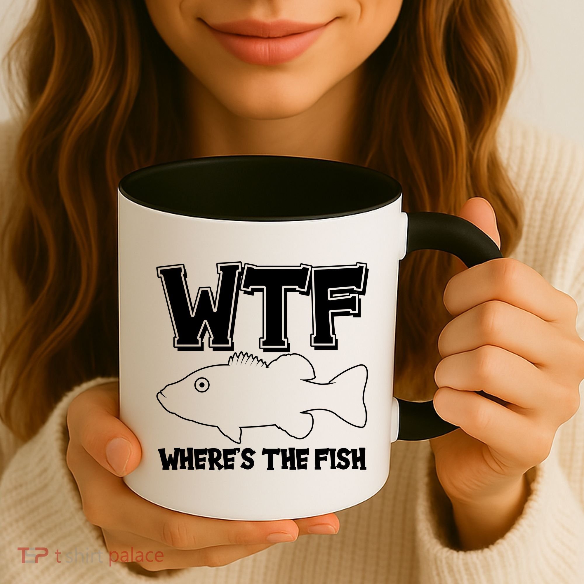 Funny WTF Wheres The Fish Coffee Mug