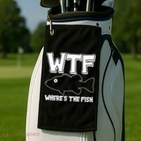 Funny WTF Wheres The Fish Golf Towel thumb 2