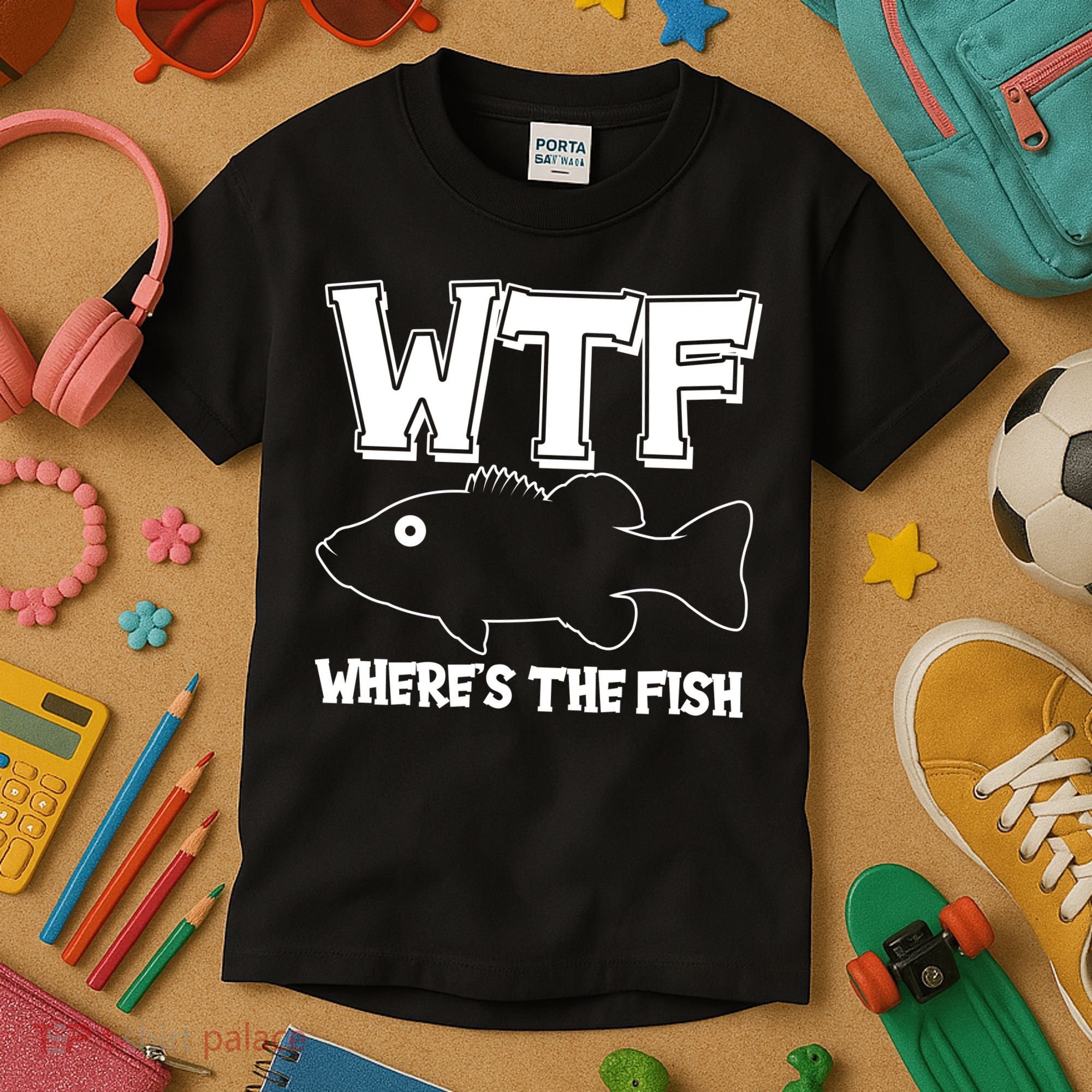 Funny WTF Wheres The Fish Kids T-Shirt