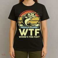 Fishing WTF Wheres The Fish Fisherman Funny Bass Dad T-Shirt thumb 4