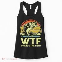 Fishing WTF Wheres The Fish Fisherman Funny Bass Dad Women's Tank Top thumb 0