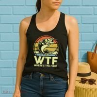 Fishing WTF Wheres The Fish Fisherman Funny Bass Dad Women's Tank Top thumb 2