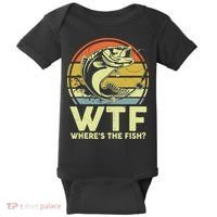 Fishing WTF Wheres The Fish Fisherman Funny Bass Dad Baby Bodysuit thumb 0