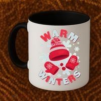 Festive Warm Winter Knit Hat And Gloves Coffee Mug thumb 2
