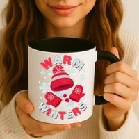 Festive Warm Winter Knit Hat And Gloves Coffee Mug thumb 3