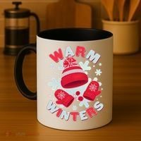 Festive Warm Winter Knit Hat And Gloves Coffee Mug thumb 4