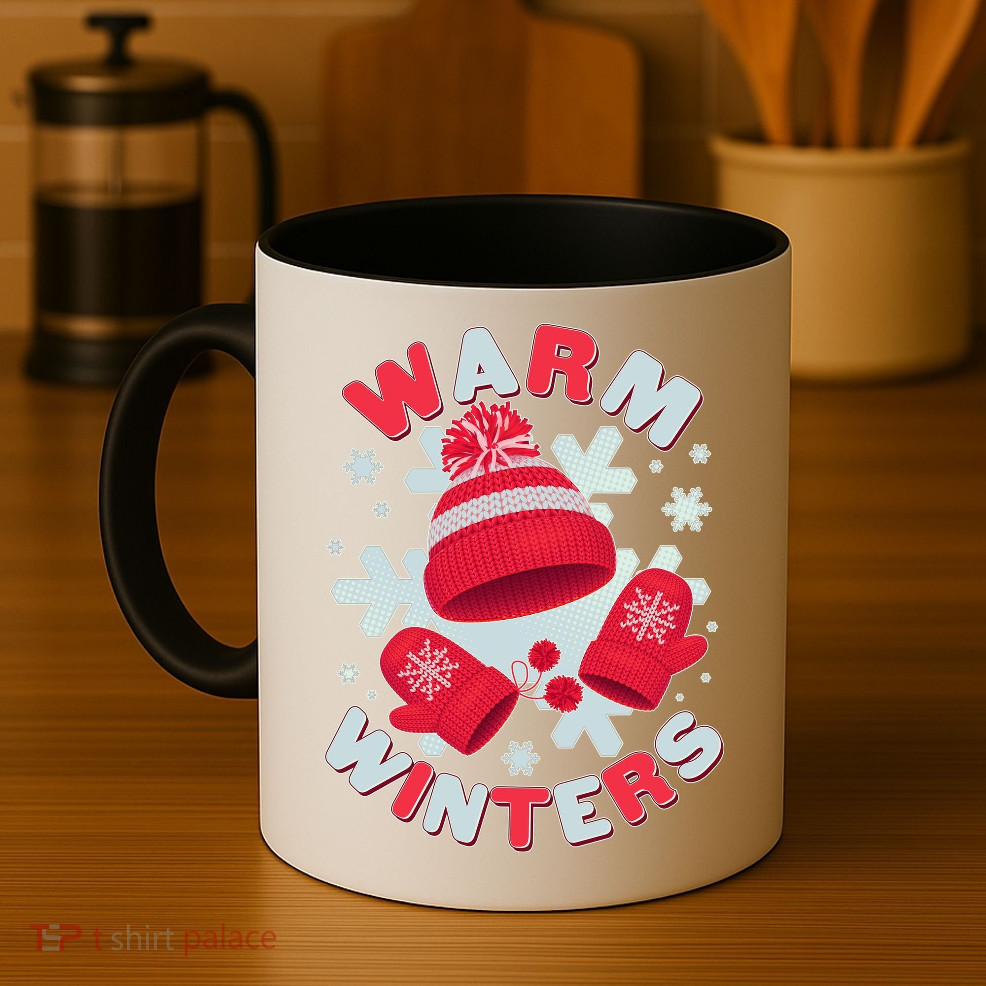 Festive Warm Winter Knit Hat And Gloves Coffee Mug