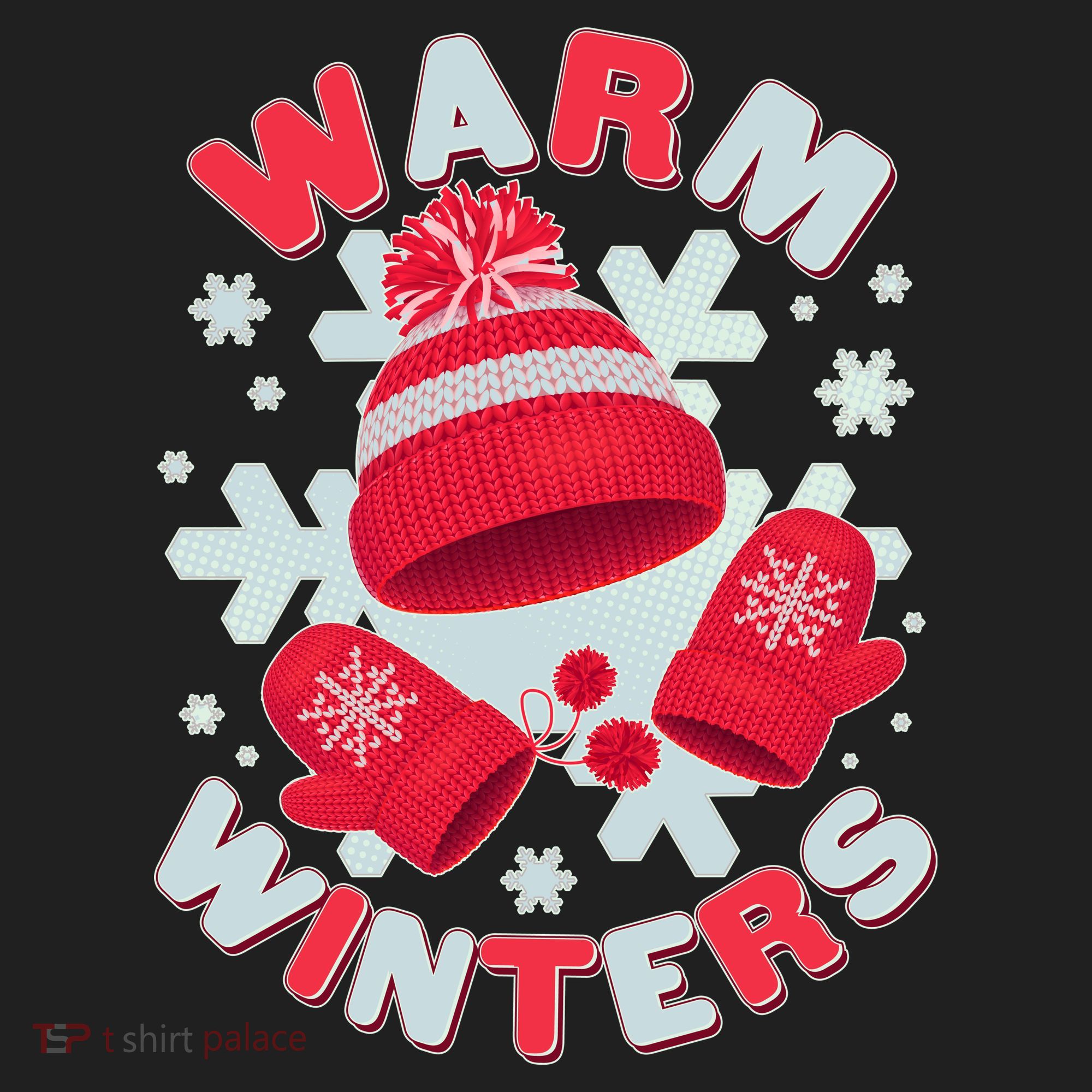 Festive Warm Winter Knit Hat And Gloves Beanie