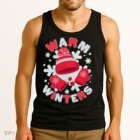 Festive Warm Winter Knit Hat And Gloves Tank Top thumb 3
