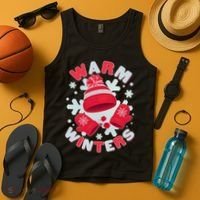 Festive Warm Winter Knit Hat And Gloves Tank Top thumb 4