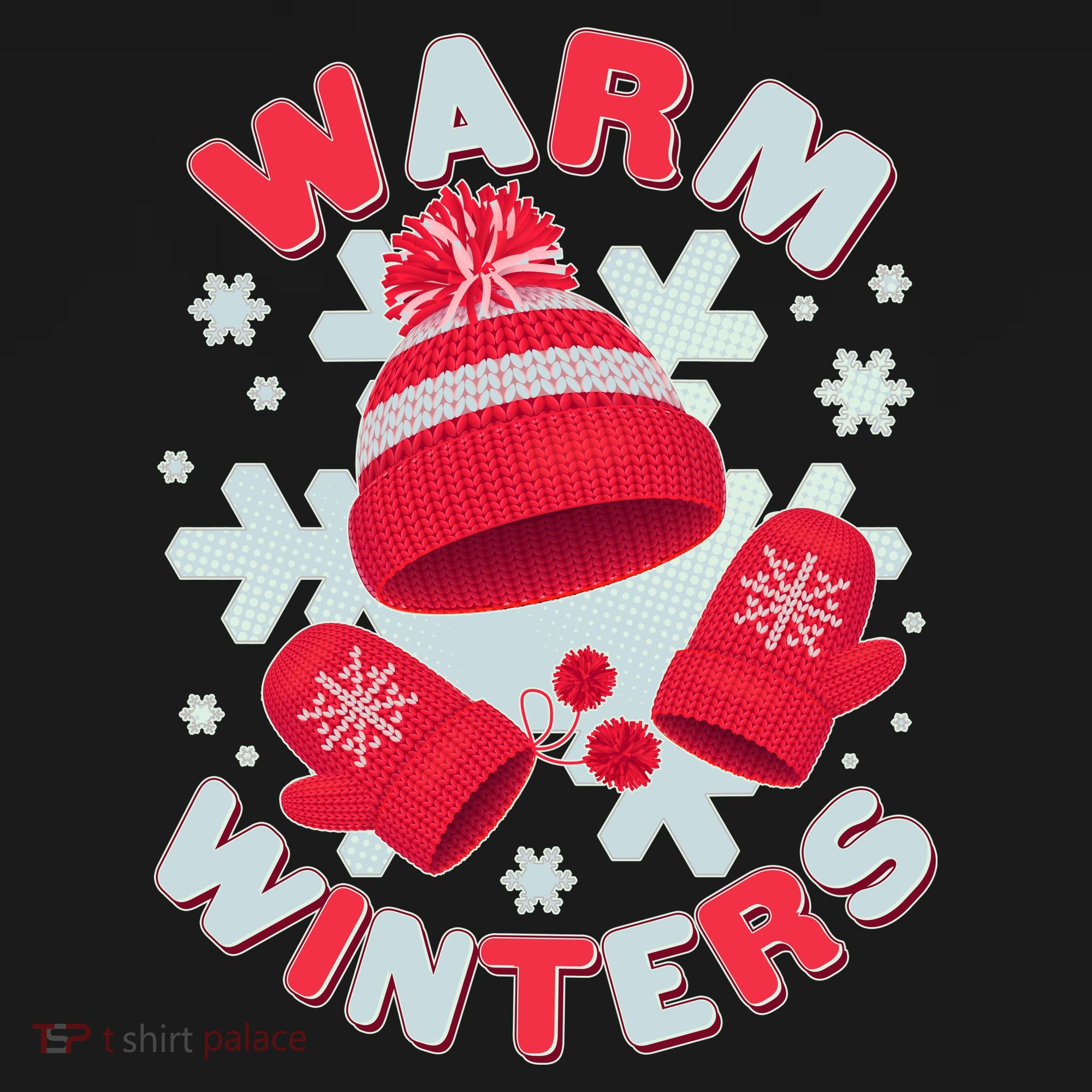 Festive Warm Winter Knit Hat And Gloves Tank Top