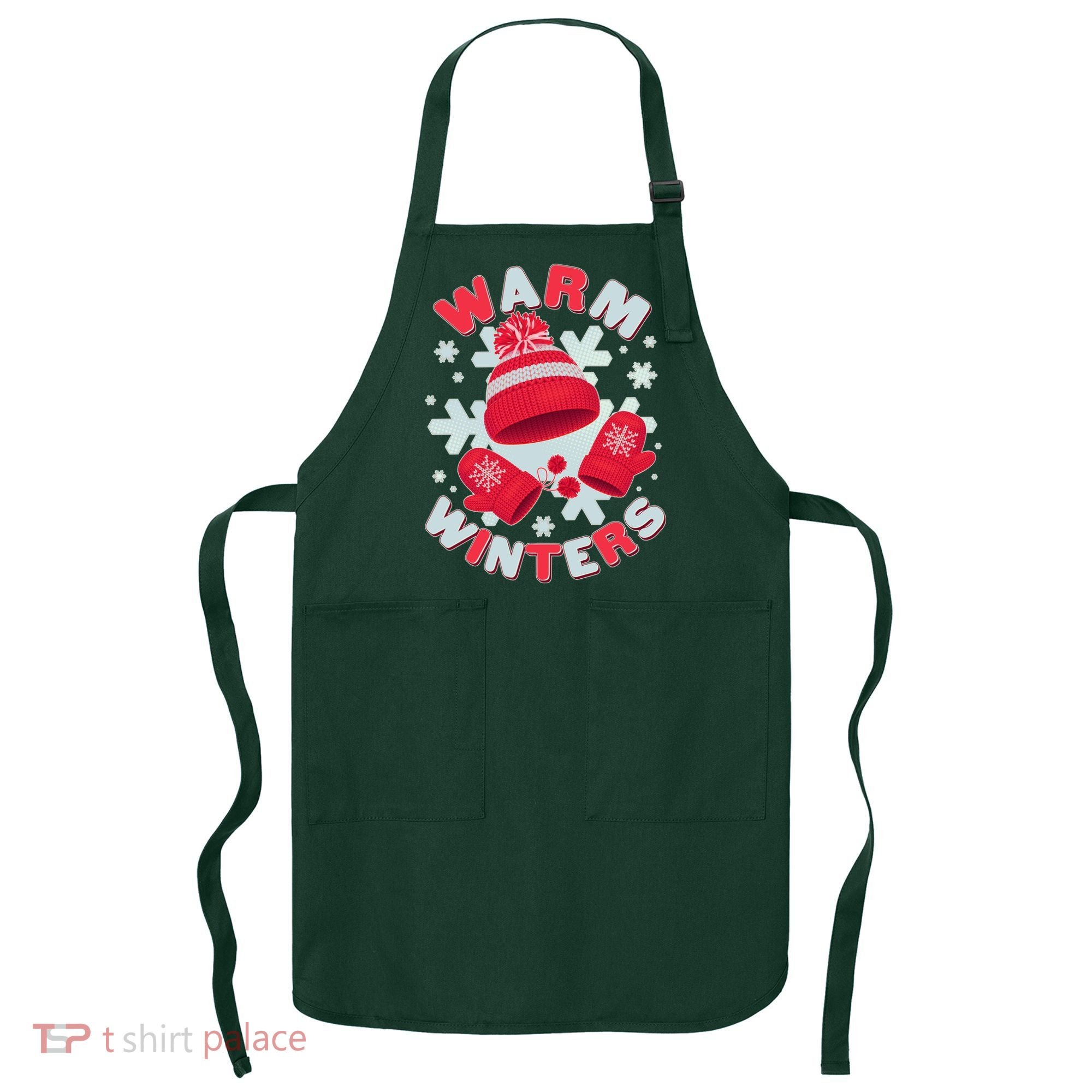 Festive Warm Winter Knit Hat And Gloves Apron