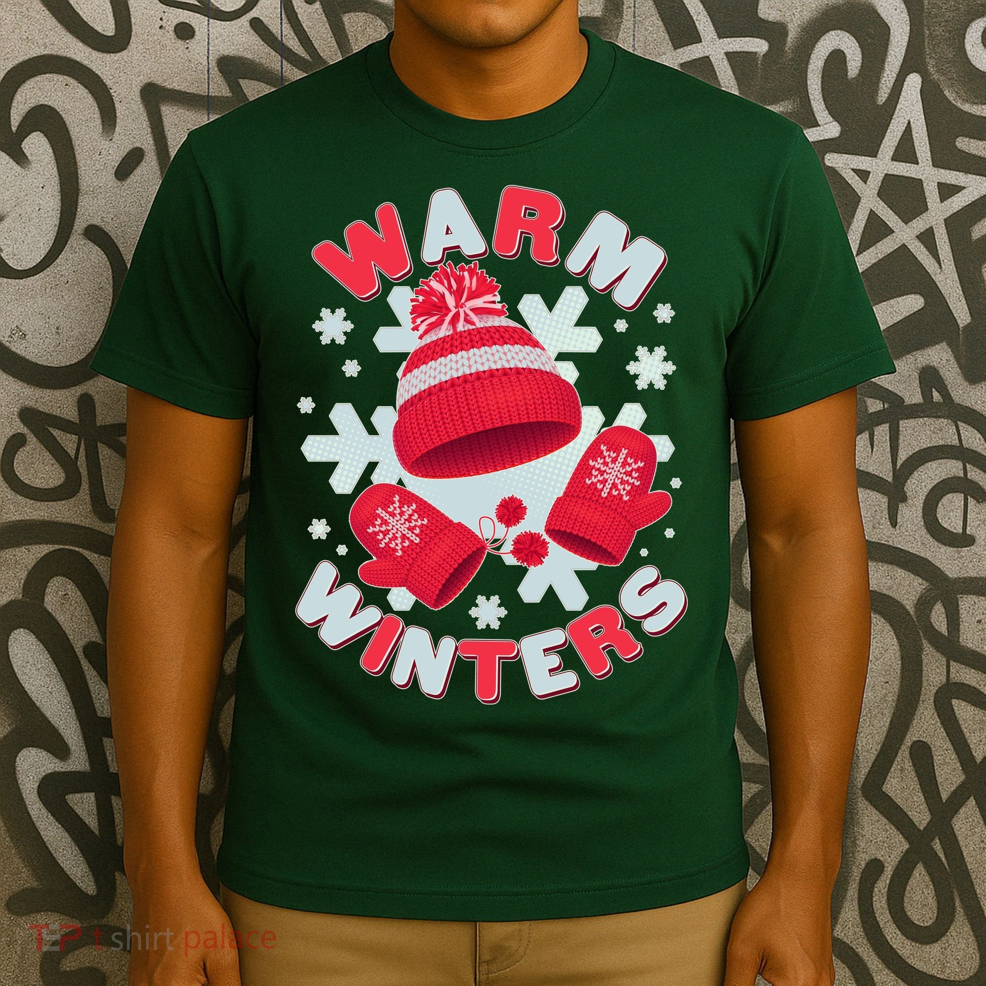 Festive Warm Winter Knit Hat And Gloves T-Shirt