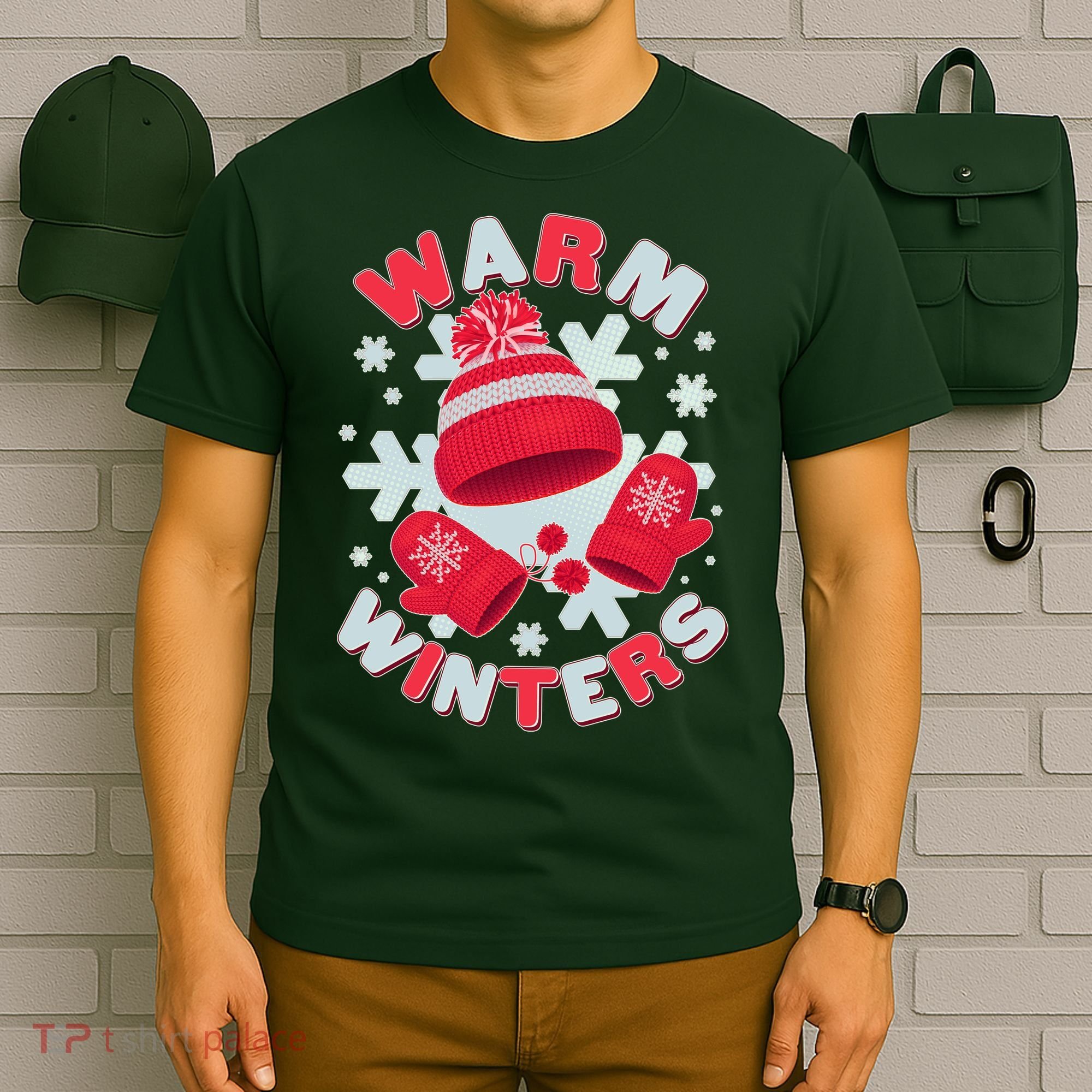 Festive Warm Winter Knit Hat And Gloves T-Shirt