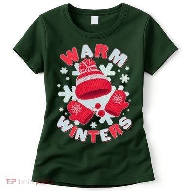 Festive Warm Winter Knit Hat And Gloves Women's T-Shirt