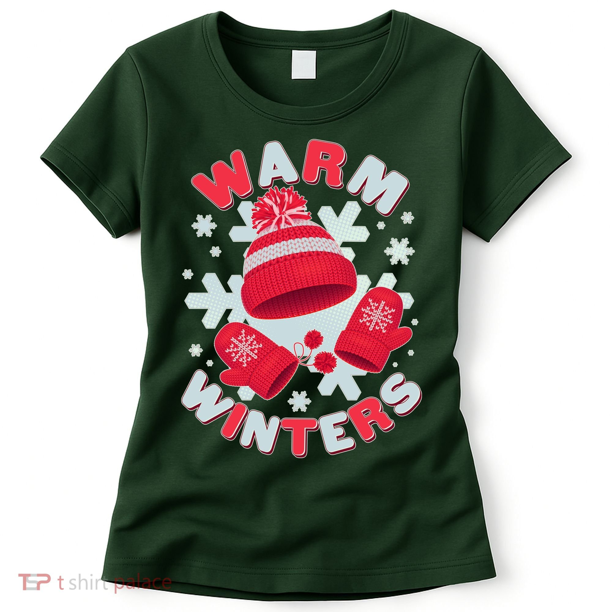 Festive Warm Winter Knit Hat And Gloves Women's T-Shirt