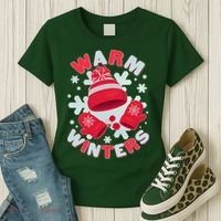 Festive Warm Winter Knit Hat And Gloves Women's T-Shirt thumb 3