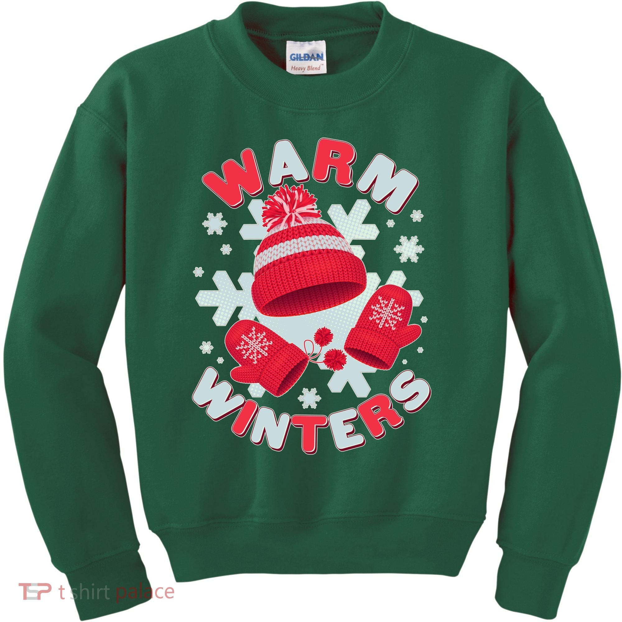 Festive Warm Winter Knit Hat And Gloves Kids Sweatshirt