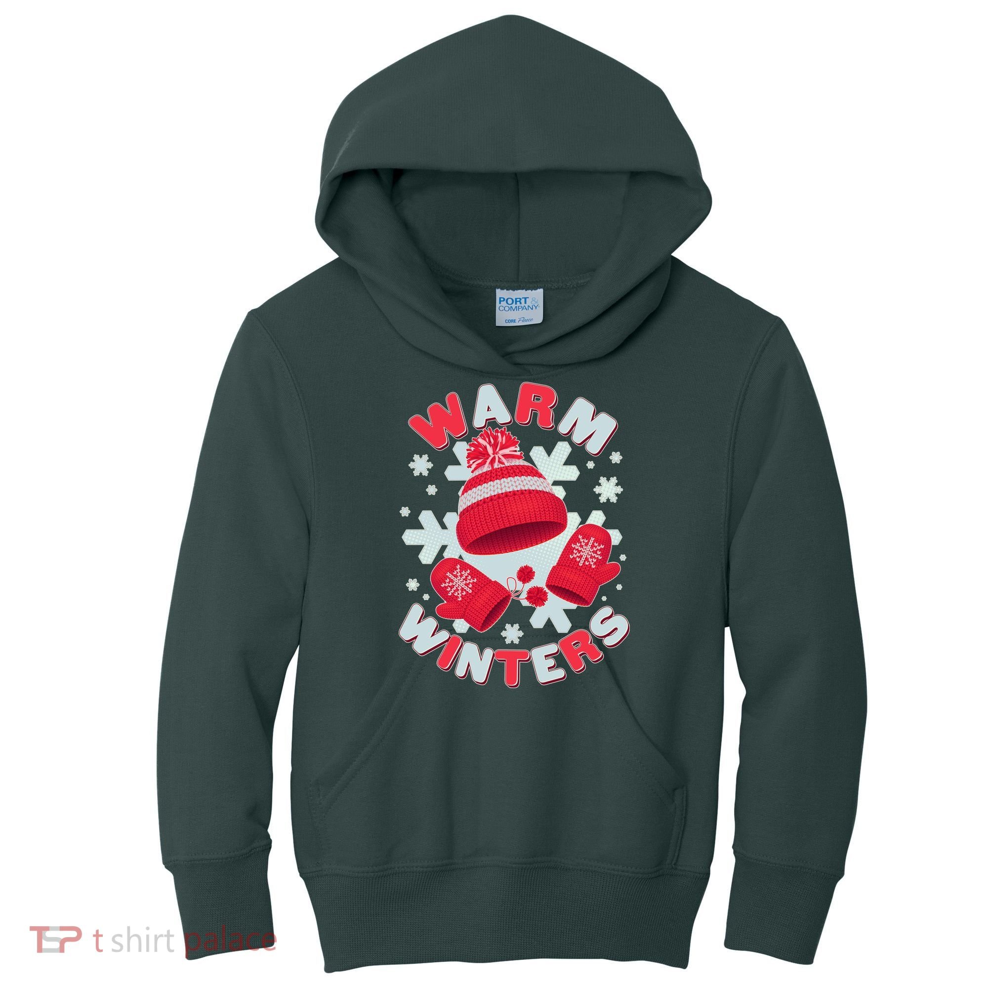 Festive Warm Winter Knit Hat And Gloves Kids Hoodie