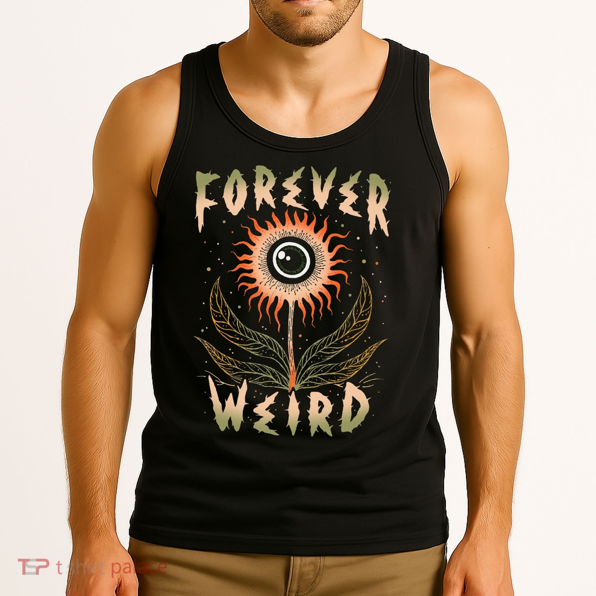 Forever Weird With Eyeball Plant Illustration Tank Top