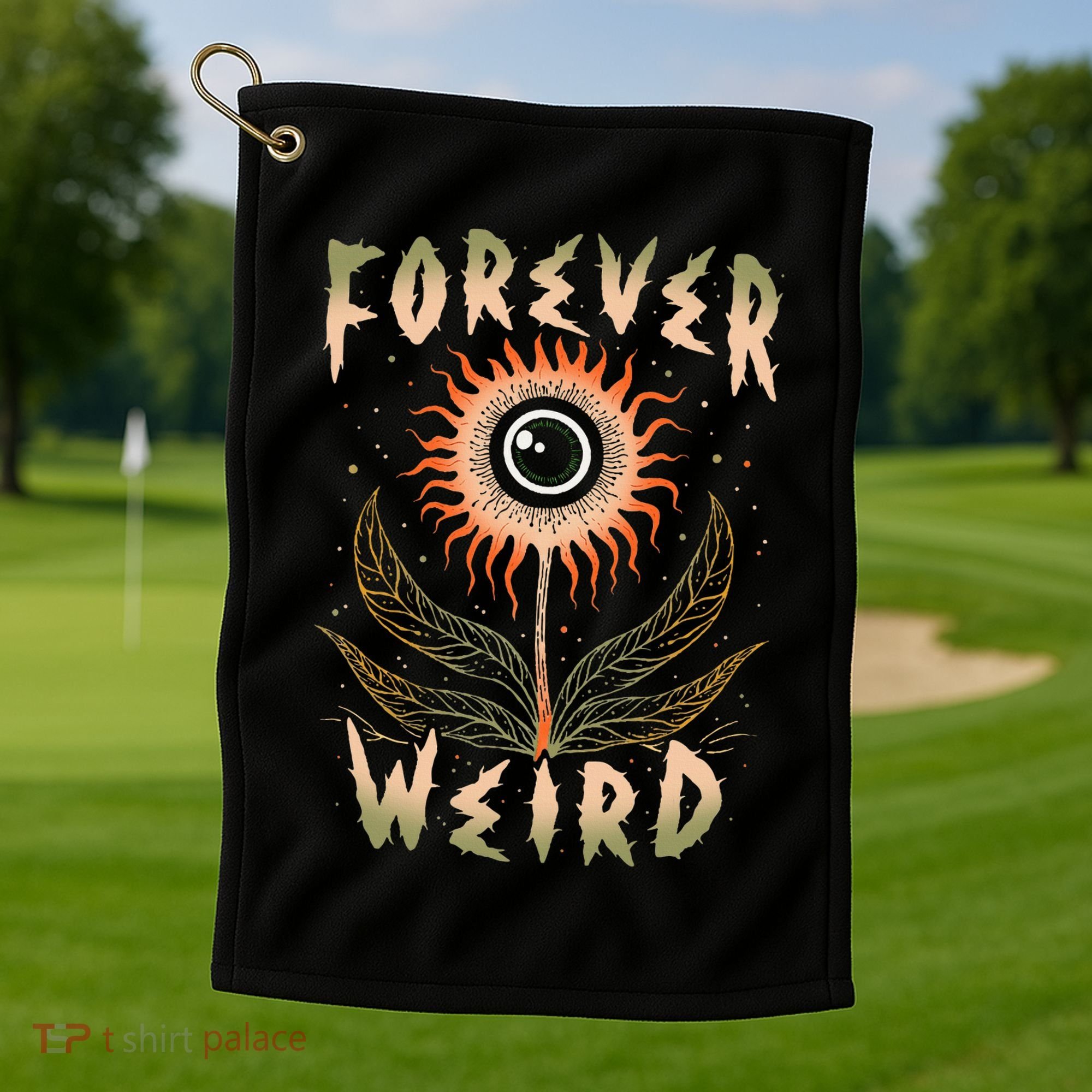 Forever Weird With Eyeball Plant Illustration Golf Towel