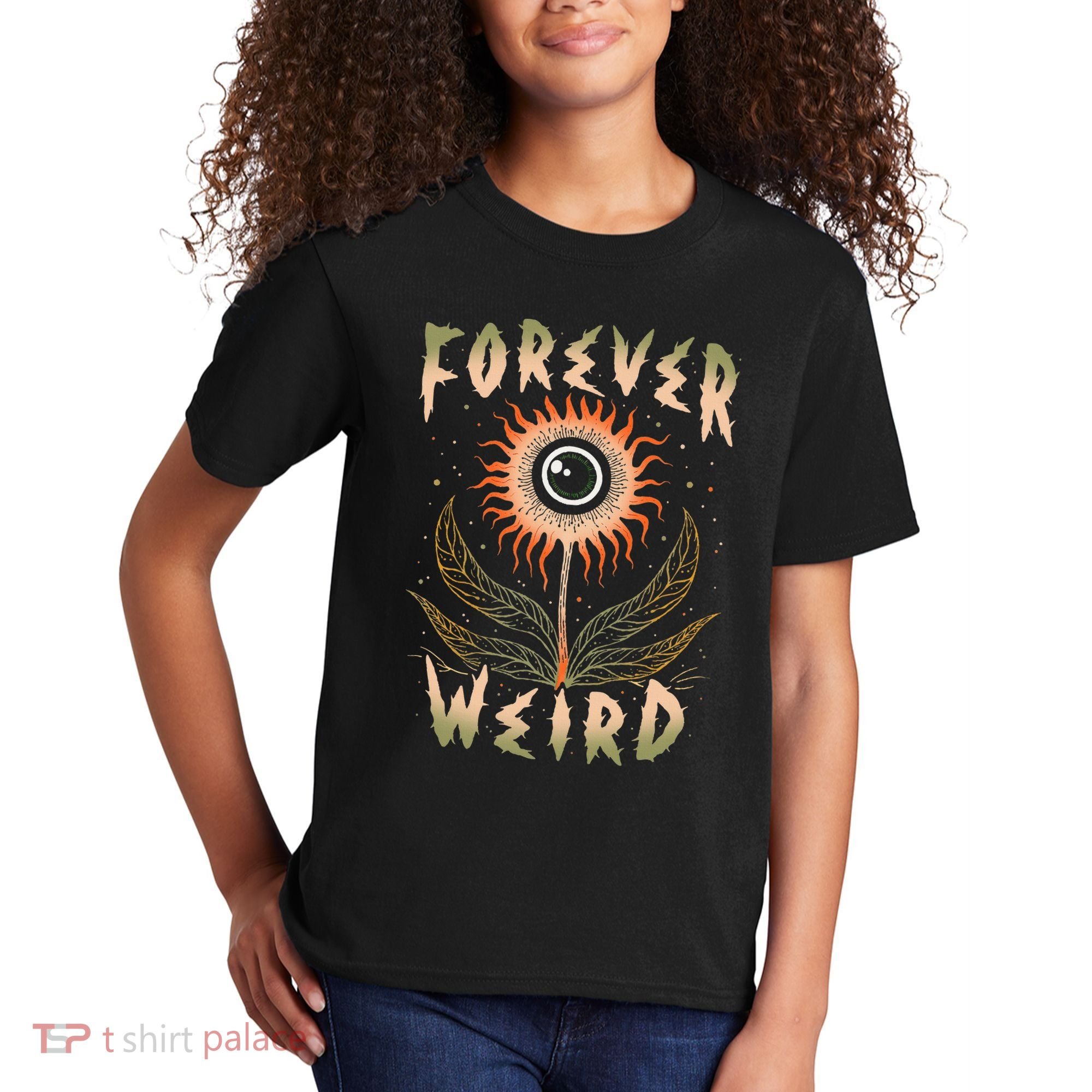 Forever Weird With Eyeball Plant Illustration Kids T-Shirt