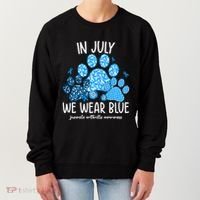 Funny We Wear Blue Dog Cat Paw Juvenile Arthritis Awareness Gift Women's Sweatshirt thumb 0