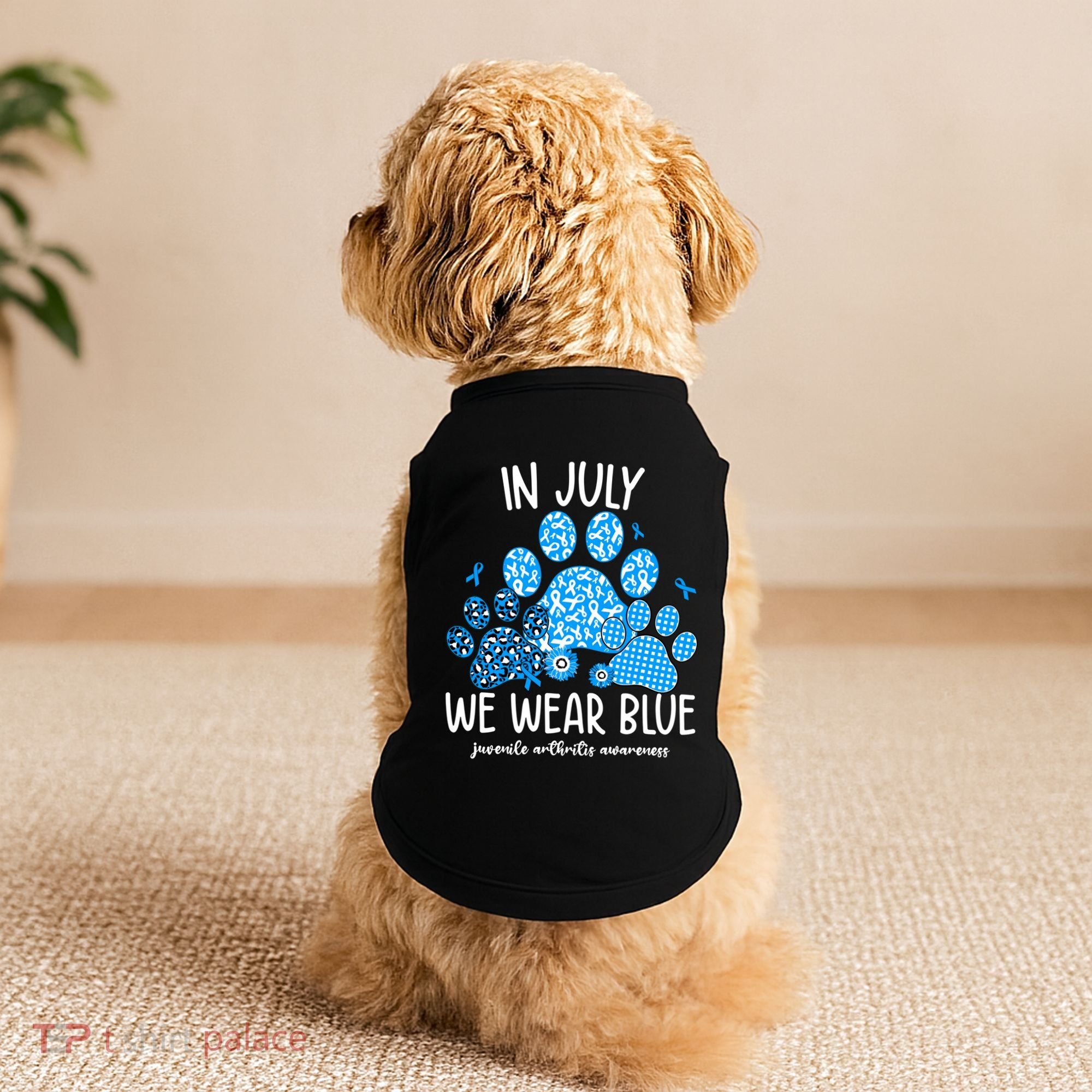 Funny We Wear Blue Dog Cat Paw Juvenile Arthritis Awareness Gift Doggie Tank