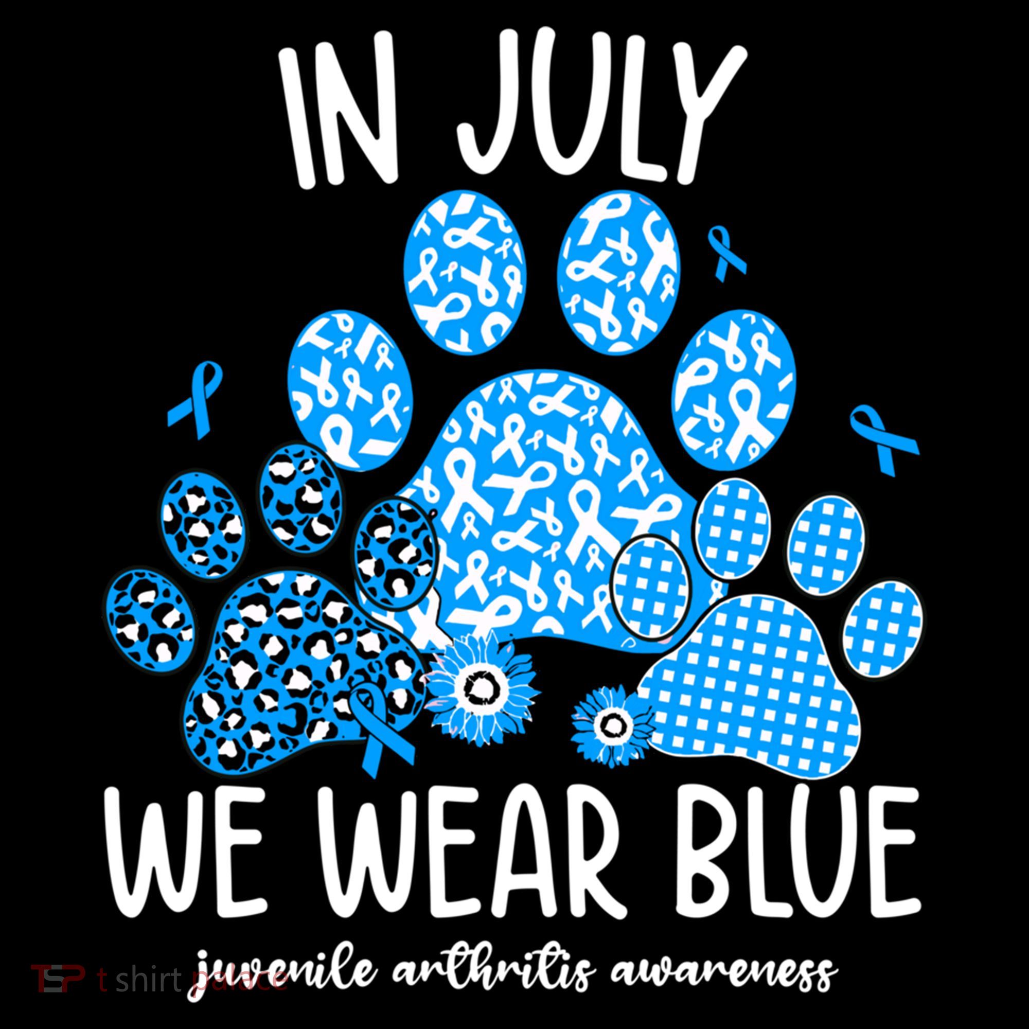 Funny We Wear Blue Dog Cat Paw Juvenile Arthritis Awareness Gift Coffee Mug