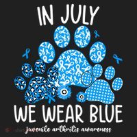 Funny We Wear Blue Dog Cat Paw Juvenile Arthritis Awareness Gift Hat thumb 2