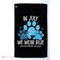 Funny We Wear Blue Dog Cat Paw Juvenile Arthritis Awareness Gift Golf Towel thumb 0