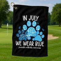 Funny We Wear Blue Dog Cat Paw Juvenile Arthritis Awareness Gift Golf Towel thumb 1